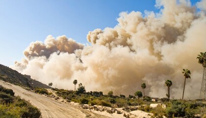Thick Smoke and Dust Obscuring Sky After Major Explosion Event