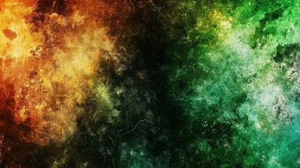 Colorful, textured, abstract painting, with blended hues.