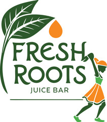 Fresh roots logo juice bar vector art.