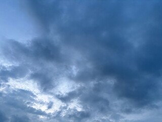 Fototapeta premium blue afternoon sky with black cloudy clouds about to rain, natural sky background