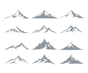 Twelve Gray Mountain Peak Illustrations for Design