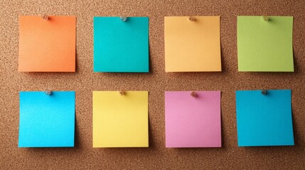 Fototapeta premium Blank sticky note paper on cork board wall Memo and task organizer concept Textured background