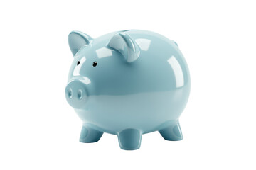 Obraz premium Light blue piggy bank isolated on transparent background for saving money