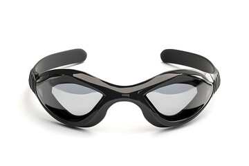 Fototapeta premium Sleek black swimming goggles displayed against a clean white background, ideal for aquatic sports