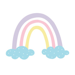 vector rainbow. Cute children's illustration on white background in pastel colors for packaging design, textile, web design and printing