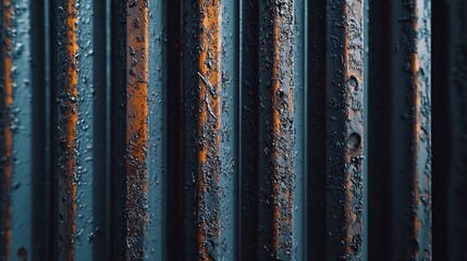 Rusty corrugated metal panels in a close-up view.