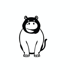 Naklejka premium Hybrid Hippo-Monkey Silhouette, Unique Animal Fusion in Minimalist Black and White Design, Creative Concept Illustration, Vector Art