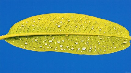 Close-up view of a vibrant yellow leaf with water droplets.