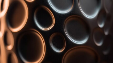 Close-up view of a textured metallic surface with circles.