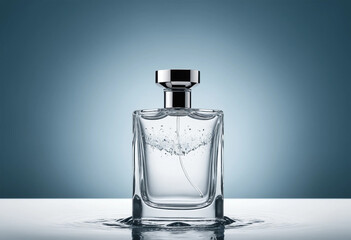 Premium Fragrance Bottle Creating a Splash in Water with Elegant Design