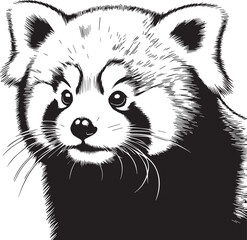 Red Panda Vector Illustration in Black & White – High-Quality Line Art Design