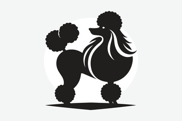 minimalist silhouette of a poodle  in black