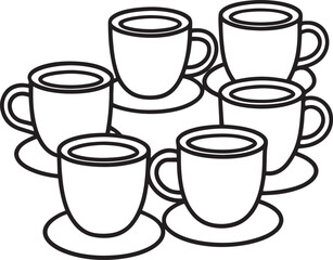 coffee cup line art design white background with victor file.