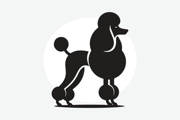 minimalist silhouette of a poodle  in black