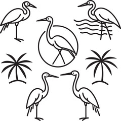Naklejka premium heron line art design isolated on white background.
