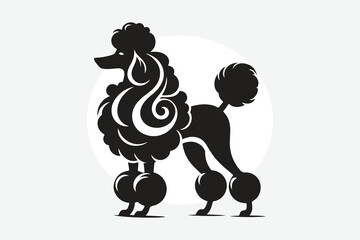minimalist silhouette of a poodle  in black