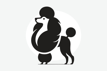 minimalist silhouette of a poodle  in black