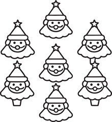  Christmas Santa and different items set with line art.  