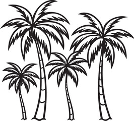 Fototapeta premium tree items set victor line art design with black and white