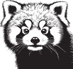 Red Panda Vector Illustration in Black & White – High-Quality Line Art Design