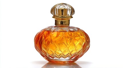 Elegant womens perfume bottle isolated on white Beauty and fragrance industry design