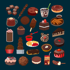 Sticker design themed around people's favorite food, which is chocolate, themed around the dessert 'chocolate'