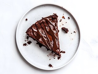 Decadent Chocolate Cake Slice on Plate: A Gourmet Sweet Dessert Indulgence