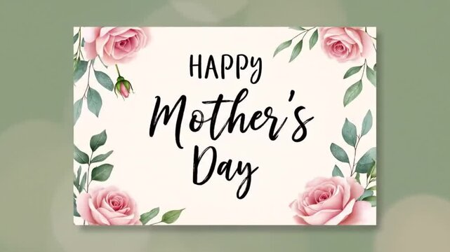 Floral Mother's Day Greeting Card with Pink Roses