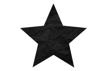 Crumpled black star pattern stickers, separated on a transparent background.