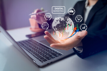 Digital Marketing Strategy Visualized with Global Data and Analytics