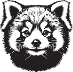 Red Panda Vector Illustration in Black & White – High-Quality Line Art Design