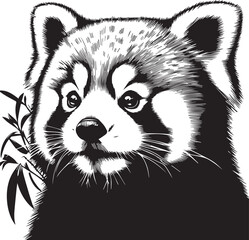 Red Panda Vector Illustration in Black & White – High-Quality Line Art Design