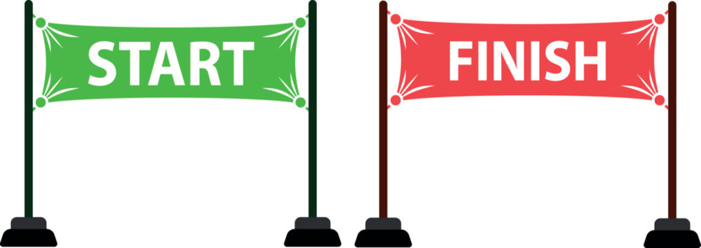 Start & Finish Line Banner Set - Customizable Race Event Banners with Checkered Flags for Running