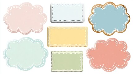 Pastel dotted frame notes for text or photo inserts Vector decorative sticky note set isolated on white background Abstract design elements