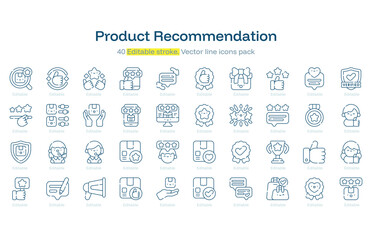 Product Recommendation line icon pack. Product Recommendation Stroke icon set. Editable Stroke icon
