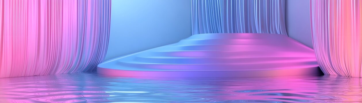 Abstract  stage design with pastel hues.