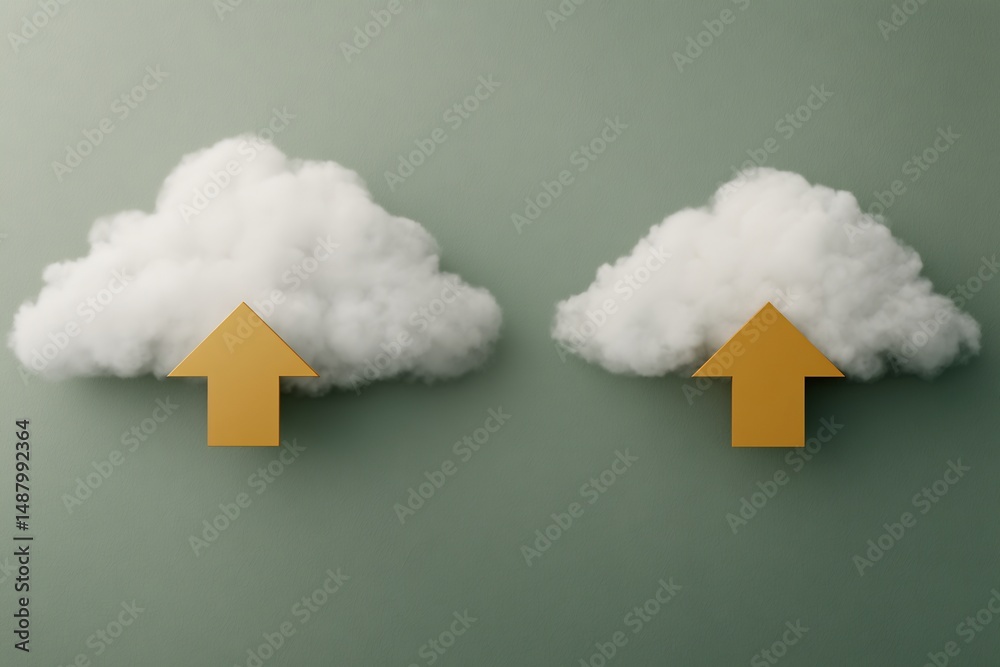 Poster abstract conceptual representation of data cloud computing with upward arrows