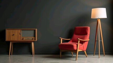 Vintag radio and armchair 