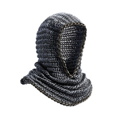  chainmail coif side view  isolated die cut 