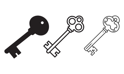 Vintage access key line art icon for apps and website