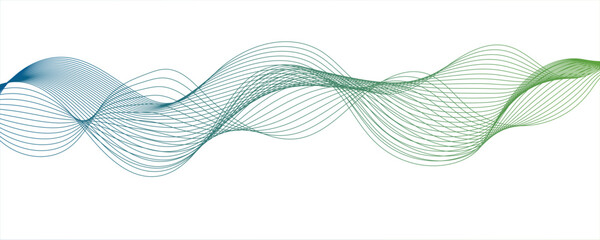 Abstract Background Gradient Blue, Green and Yellow Wave Line on White Backdrop. Vector abstract colorful flowing wave lines isolated on white layers strokes waves line design.