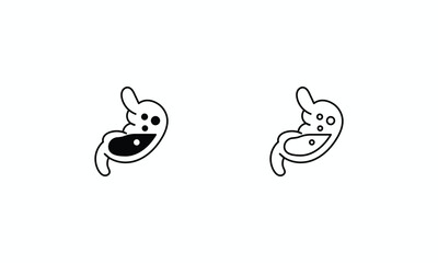 Stomach Problem icons set Line and Glyph black vector icon stock illustration