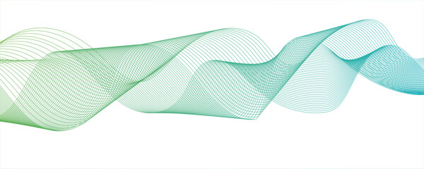 Abstract gradient green wavy flowing dynamic smooth curve lines background.  wave swirl, frequency sound wave, twisted curve lines with blend effect.Hand drawn doodle line design for cover,poster,