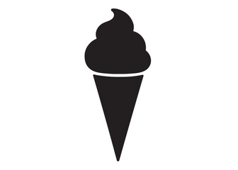 Cone Ice cream logo silhouette vector, Ice cream logo icon silhouette, black silhouette ice cream soft logo design, vintage black and white ice cream silhouette vector isolated on white background