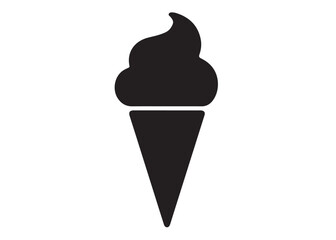 Cone Ice cream logo silhouette vector, Ice cream logo icon silhouette, black silhouette ice cream soft logo design, vintage black and white ice cream silhouette vector isolated on white background