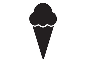 Cone Ice cream logo silhouette vector, Ice cream logo icon silhouette, black silhouette ice cream soft logo design, vintage black and white ice cream silhouette vector isolated on white background