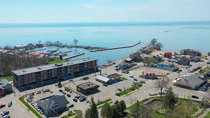 Aerial view of Port Dover, Canada by the lake