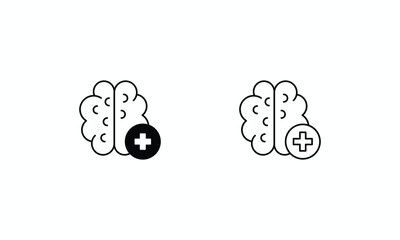 Mental Health icons set Line and Glyph black vector icon stock illustration
