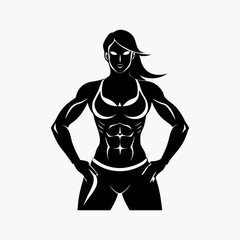 Female Fitness Pose on White Background