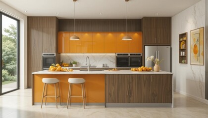 A kitchen design influenced by the tangy flavor of citrus
